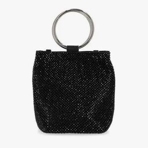 Black Crystal Ring-Handle Evening Bag